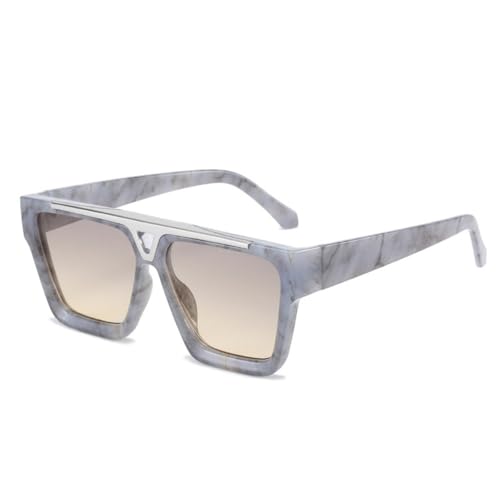 LVTFCO Beliebte Fashion Square Damen Sonnenbrille Retro Farbverlauf Spiegel Brillen Shades UV400 Herren Sonnenbrille, Muster grau gelb, Einheitsgröße von LVTFCO
