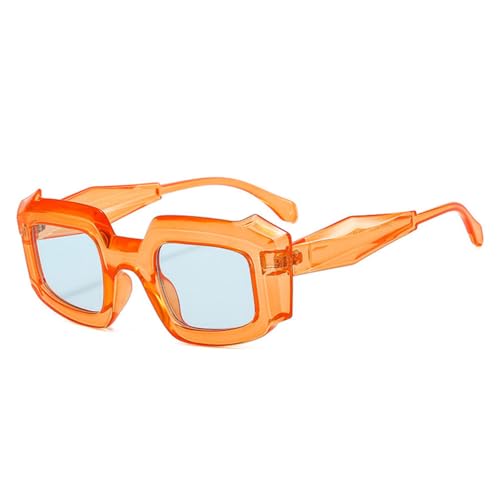 LVTFCO Beliebte Mode Candy Farbe Quadrat Sonnenbrille Frauen Retro Unregelmäßige Farbtöne UV400 Trend Männer Blau Rot Sonnenbrille, Orange hellblau, Einheitsgröße von LVTFCO