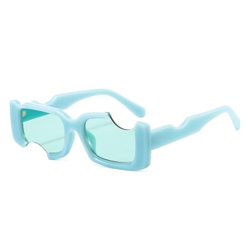 LVTFCO Beliebte Mode Einzigartige Rechteck Sonnenbrille Frauen Vintage Candy Farbe Brillen Männer Quadratische Farbtöne UV400 Sonnenbrille, Schwarz Blau, Einheitsgröße von LVTFCO