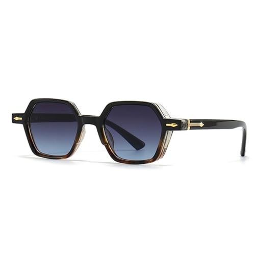 LVTFCO Beliebte Mode Kleine Polygon Quadrat Sonnenbrille Frauen Farbverlauf Shades UV400 Männer Trend Nieten Dekoration Sonnenbrille, Schwarz grau blau, Einheitsgröße von LVTFCO