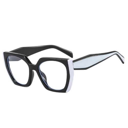 LVTFCO Beliebte Mode Polygon Cat Eye Sonnenbrille Frauen Vintage Klare Farbverlauf Shades UV400 Männer Doppel Farbe Sonnenbrille, Schwarz Weiß Klar, Einheitsgröße von LVTFCO