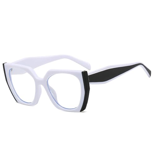 LVTFCO Beliebte Mode Polygon Cat Eye Sonnenbrille Frauen Vintage Klare Farbverlauf Shades UV400 Männer Doppel Farbe Sonnenbrille, Weiß schwarz klar, Einheitsgröße von LVTFCO