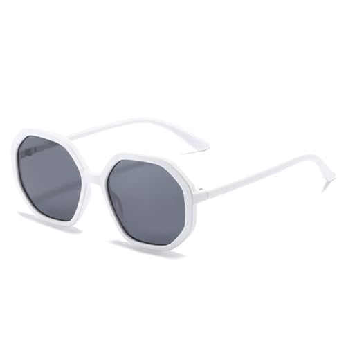 LVTFCO Beliebte Mode Polygon Quadrat Sonnenbrille Frauen Vintage Bonbonfarben Brillen Männer Schattierungen UV400 Gradient Sonnenbrille,Weiß Grau,Einheitsgröße von LVTFCO