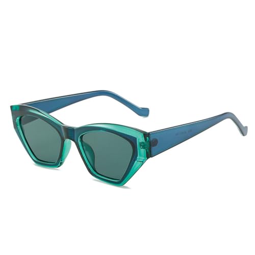 LVTFCO Beliebte Mode Polygon Unregelmäßige Cat Eye Damen Luxus Sonnenbrille Retro Doppelte Farbnuancen UV400 Herren Sonnenbrille,Blau Grün Grün,Einheitsgröße von LVTFCO