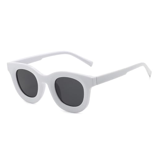 LVTFCO Beliebte Mode Runde Bunte Frauen Sonnenbrille Retro Trend Gelee Farbe Brillen Schattierungen UV400 Männer Sonnenbrille, Weiß grau, Einheitsgröße von LVTFCO