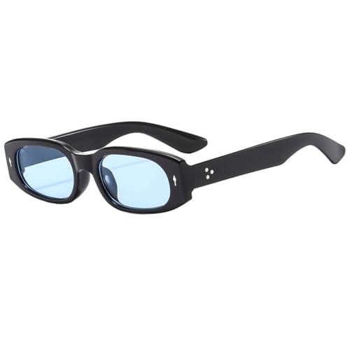 LVTFCO Beliebte Mode Vielseitige Sonnenbrille Mit Kleinem Rahmen Anti UV Breiter Rand Spiegel Beine Personalisierte Brille Weiblich,Schwarz Blau von LVTFCO