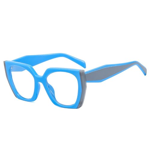 LVTFCO Beliebte modische Polygon-Katzenaugen-Sonnenbrille für Damen, Vintage, klare Farbverlauf-Sonnenbrille, UV400, zweifarbige Sonnenbrille für Herren, Blaugrau transparent, Einheitsgröße von LVTFCO