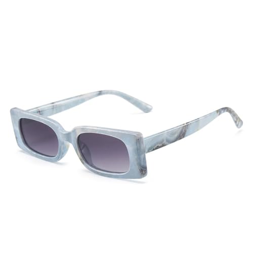 LVTFCO Beliebte modische Sonnenbrille in Bonbonfarben für Damen, Retro, klein, rechteckig, UV400, Jelly Tea, quadratische Sonnenbrille für Herren, Blaues Muster, Grau, Einheitsgröße von LVTFCO