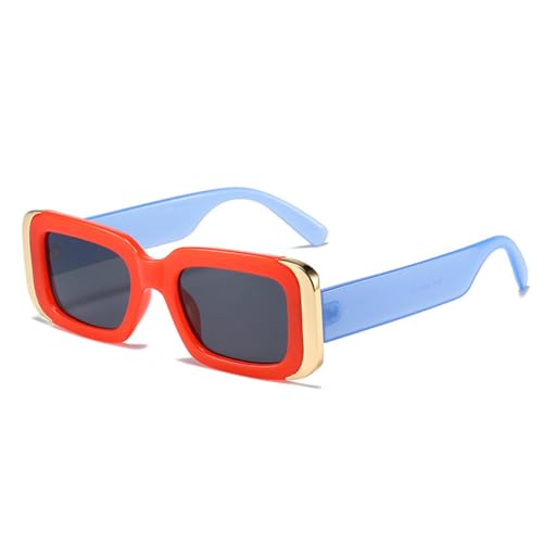 LVTFCO Beliebte modische quadratische Sonnenbrille für Damen, Retro, Jelly-Farbtöne, UV400, Sonnenbrille mit Farbverlauf, Rot, Blau, Grau, Einheitsgröße von LVTFCO