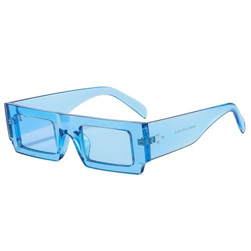 LVTFCO Beliebte modische quadratische Sonnenbrille für Damen, Vintage, Bonbonfarben, Brillen, Herren, trendige Nieten, Sonnenbrillen, UV400, Blau, Einheitsgröße von LVTFCO