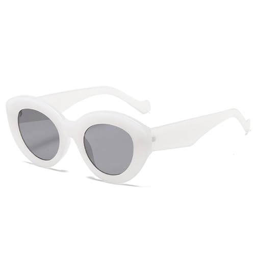 LVTFCO Beliebte modische übergroße Cat-Eye-Sonnenbrille für Damen, Retro-Leoparden-Sonnenbrille, UV400, trendige ovale Sonnenbrille für Herren, Jelly-Weiß-Grau, Einheitsgröße von LVTFCO