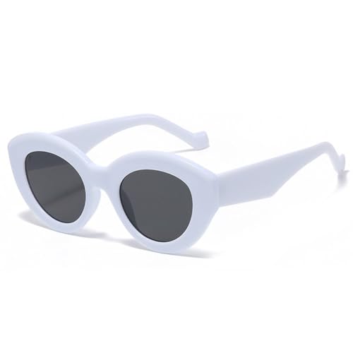 LVTFCO Beliebte modische übergroße Cat-Eye-Sonnenbrille für Damen, Retro-Leoparden-Sonnenbrille, UV400, trendige ovale Sonnenbrille für Herren, Weißgrau, Einheitsgröße von LVTFCO