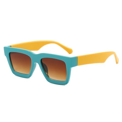 LVTFCO Beliebte quadratische Sonnenbrille für Damen, Retro, getönte Sonnenbrille für Herren, UV400, klassische Bonbonfarbe, verspiegeltes Beindesign, Sonnenbrille für Damen, Blaubraun von LVTFCO