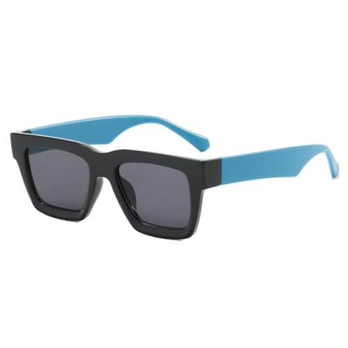 LVTFCO Beliebte quadratische Sonnenbrille für Damen, Retro, getönte Sonnenbrille für Herren, UV400, klassische Bonbonfarbe, verspiegeltes Beindesign, Sonnenbrille für Damen, Schwarz, Grau, Blau von LVTFCO