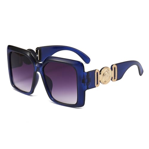 LVTFCO Beliebte quadratische Sonnenbrille für Damen, luxuriös, Retro, für Herren, trendige Reise-Sonnenbrille, Damen-Sonnenbrille, UV400, blau, Einheitsgröße von LVTFCO