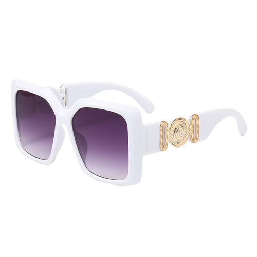 LVTFCO Beliebte quadratische Sonnenbrille für Damen, luxuriös, Retro, für Herren, trendige Reise-Sonnenbrille, Damen-Sonnenbrille, UV400, weiß, Einheitsgröße von LVTFCO