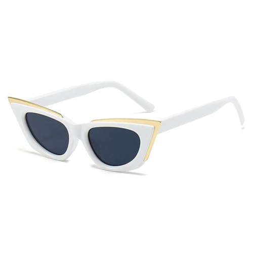 LVTFCO Cat Eye Damen-Sonnenbrille, modische Farbtöne, UV400, trendige Herren-Gelb-Sonnenbrille, Weißgrau, Einheitsgröße von LVTFCO