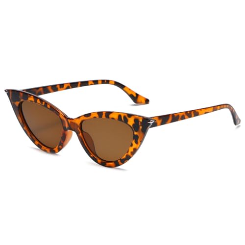 LVTFCO Cat-Eye-Sonnenbrille für Damen, kleine Größe, modisch, Retro, Cateye-Dekoration, Sonnenbrille, weiblich, Grün, UV400, Leopard, Einheitsgröße von LVTFCO