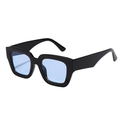 LVTFCO Damen Herren Retro Rechteck Sonnenbrillen Schatten Sport Große Rand Sonnenbrille Outdoor Brille Breites Bein Brillen,Schwarz Blau von LVTFCO