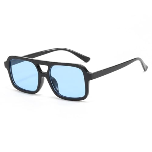 LVTFCO Doppelstrahl-Sonnenbrille, personalisierte kleine Rahmen, Retro, trendige Sonnenbrille, UV-Schutz, Outdoor-Brille für Damen, Schwarz/Blau von LVTFCO