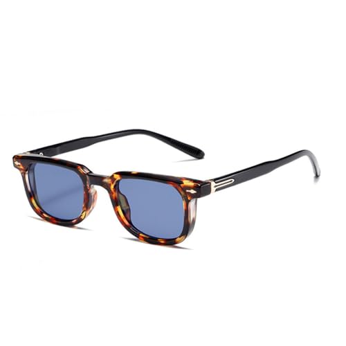 LVTFCO Fashion Square Damen Luxus Sonnenbrille Vintage Nieten Herren Blau Grüntöne UV400 Trendige Sonnenbrille, Leopardenblau, Einheitsgröße von LVTFCO