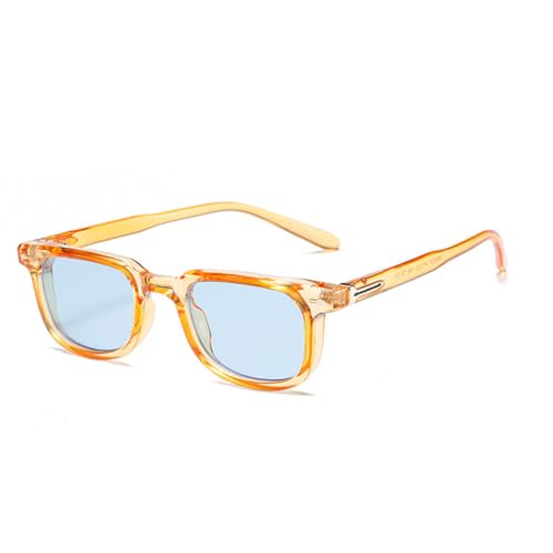 LVTFCO Fashion Square Frauen Luxus Sonnenbrille Vintage Nieten Männer Blau Grün Farbtöne UV400 Trend Sonnenbrille, Orange blau, Einheitsgröße von LVTFCO