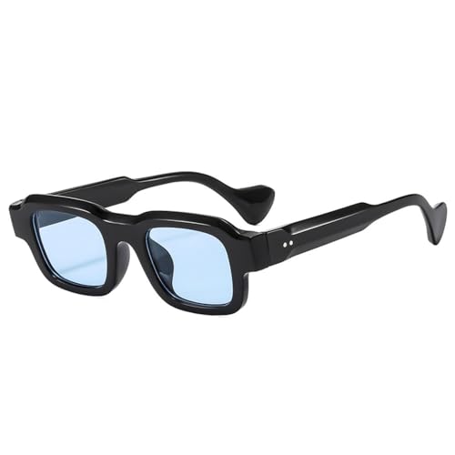 LVTFCO Fashion Square Herren Sonnenbrille Retro Nieten Damen Gelb Blau Farbtöne UV400 Sonnenbrille, Schwarz Blau, Einheitsgröße von LVTFCO
