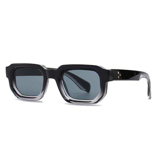 LVTFCO Fashion Square Nieten Damen Sonnenbrillen Shades UV400 Retro Gradient Herren Punk Sonnenbrille,Schwarz Blau Grau,Einheitsgröße von LVTFCO