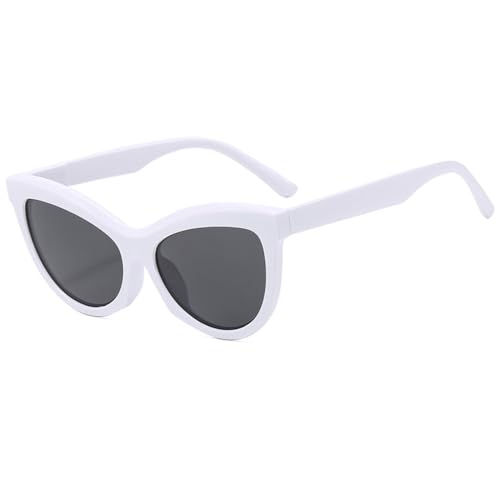 LVTFCO Klassische modische Cat-Eye-Sonnenbrille für Damen, Vintage-Sonnenbrille, dickes Rahmendesign, UV400-Schutz, weiß von LVTFCO