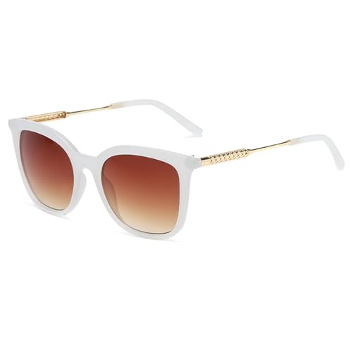 LVTFCO Klassische quadratische Sonnenbrille für Damen und Herren, Vintage-Sonnenbrille, Rahmen aus Legierung, Retro-Trend, modischer Stil, weiß, Einheitsgröße von LVTFCO