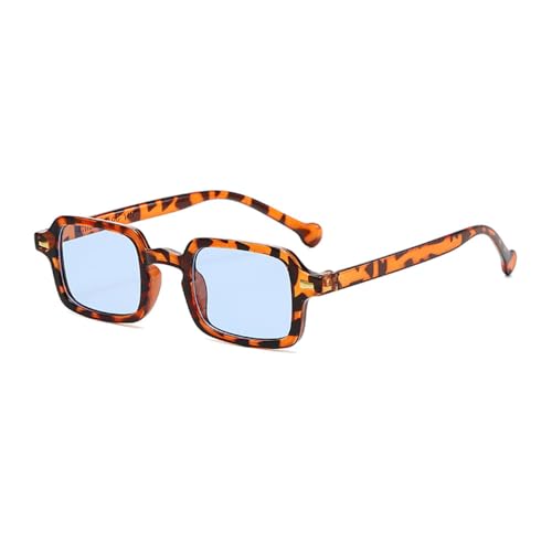 LVTFCO Klassische rechteckige Sonnenbrille für Damen, oval, Vintage, quadratisch, für Herren, modische Sonnenbrille, UV400, Leopardenblau von LVTFCO