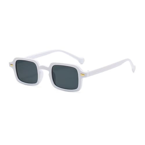 LVTFCO Klassische rechteckige Sonnenbrille für Damen, oval, Vintage, quadratisch, für Herren, modische Sonnenbrille, UV400, Weiß/Grau von LVTFCO