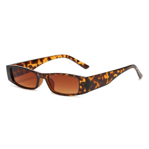 LVTFCO Kleine rechteckige Sonnenbrille für Damen, modische schwarze Sonnenbrille für Damen, UV400, heller Leopard, Einheitsgröße von LVTFCO