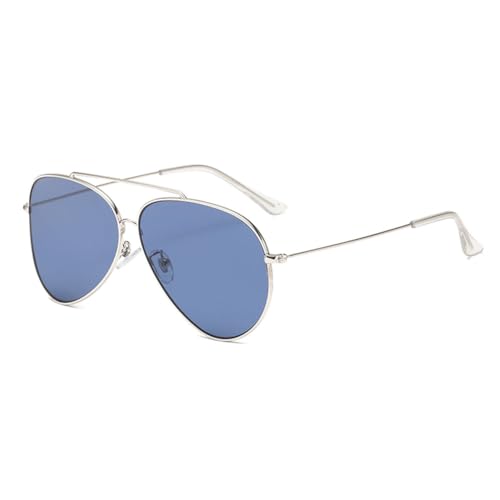 LVTFCO Konkaver Metallrahmen Brille Herren Damen Modische Sonnenbrillen zum Autofahren UV-Schutz Sonnenbrillen mit Doppelstrahl-Brille,Goldblau von LVTFCO