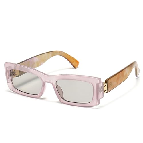 LVTFCO Mode Bunte Rechteck Frauen Luxus Sonnenbrille Retro Doppelte Farbtöne UV400 Männer Quadratische Sonnenbrille, Lila hellgrau, Einheitsgröße von LVTFCO
