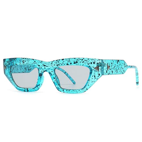 LVTFCO Mode Cat Eye Frauen Luxus Sonnenbrille Vintage Candy Farbe Brillen Männer Nieten Gradienten Sonnenbrille, Blau hellgrau, Einheitsgröße von LVTFCO