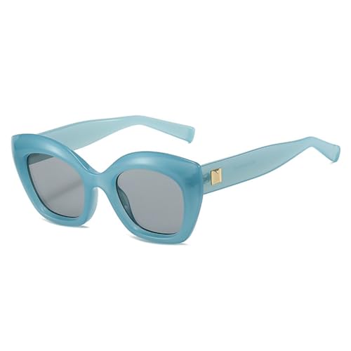 LVTFCO Mode Cat Eye Jelly Color Sonnenbrille Damen Retro Nieten Herren Leopard Shades UV400 Sonnenbrille, Blau Hellgrau, Einheitsgröße von LVTFCO
