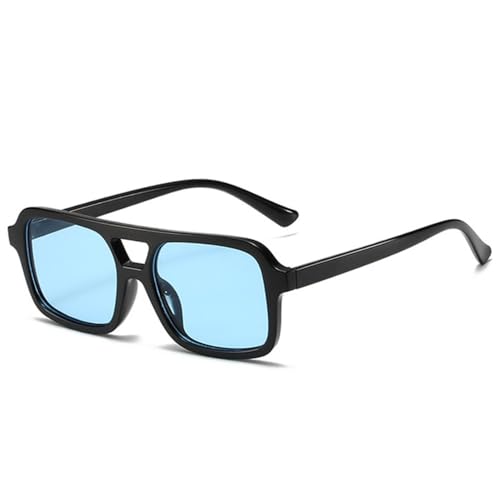 LVTFCO Mode Doppelte Brücken Quadratische Sonnenbrille Frauen Klar Ozean Verlaufsglas Brillen Trendige Männer Sonnenbrille Shades UV400, Schwarz blau, Einheitsgröße von LVTFCO