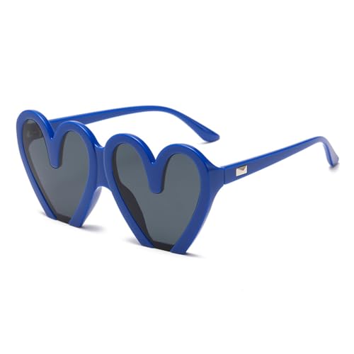 LVTFCO Mode Persönlichkeit Herzförmige Sonnenbrille Party Lustige Pfirsich Herz Sonnenbrille Damen Trend Candy Farbe Brille, blau schwarz von LVTFCO