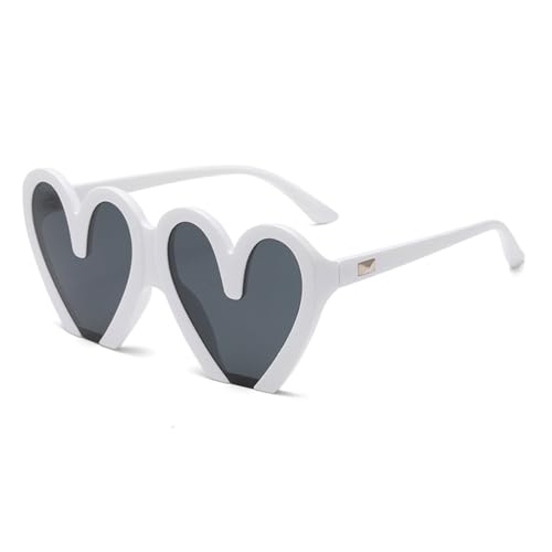 LVTFCO Mode Persönlichkeit Herzförmige Sonnenbrille Party Lustige Pfirsich Herz Sonnenbrille Damen Trend Candy Farbe Brille, weiß schwarz von LVTFCO