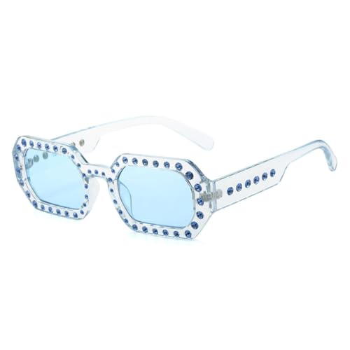 LVTFCO Mode Polygon Quadrat Candy Farbe Frauen Luxus Kristall Sonnenbrille Retro Blau Grün Farbtöne UV400 Trending Männer Sonnenbrille, blau blau, Einheitsgröße von LVTFCO