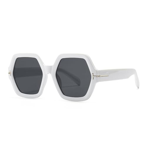 LVTFCO Mode Polygon Quadratische Frauen Sonnenbrille Retro Jelly Tea Brillen Männer Gradient Sonnenbrille Shades UV400,Weiß grau,Einheitsgröße von LVTFCO