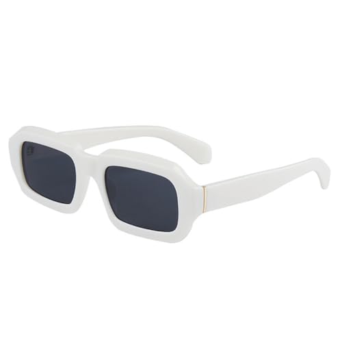 LVTFCO Mode Polygon Rechteck Sonnenbrille Shades UV400 Frauen Retro Blau Grün Männer Sonnenbrille, Weiß grau, Einheitsgröße von LVTFCO