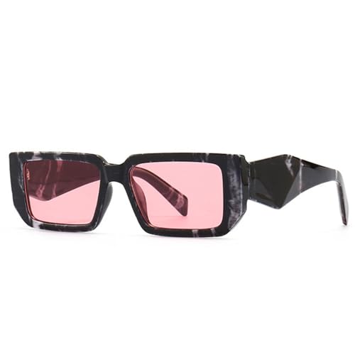 LVTFCO Mode Rechteck Sonnenbrille Frauen Retro Shades UV400 Bunte Leopard Männer Quadratische Lila Rosa Sonnenbrille, Schwarz Muster Rosa, Einheitsgröße von LVTFCO