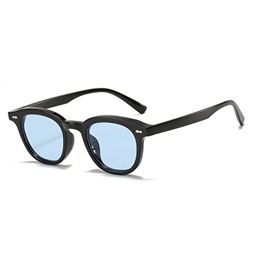 LVTFCO Mode Runde Sonnenbrille Frauen Vintage Nieten Dekorative Gelee Farbe Brillen Schattierungen UV400 Männer Leopard Sonnenbrille, Schwarz Blau, Einheitsgröße von LVTFCO