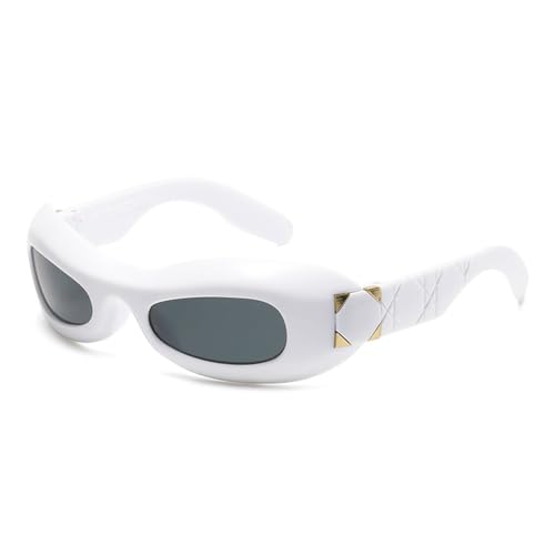 LVTFCO Mode personalisierte Sonnenbrille Retro Punk Future Style Zubehör klassische kleine Rahmen Sonnenbrille weiblich, weiß grau von LVTFCO