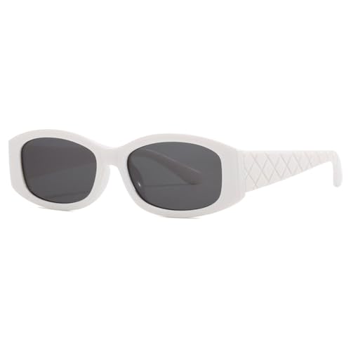 LVTFCO Modische, trendige kleine quadratische Sonnenbrille für Damen und Herren, Punk-Sport-Sonnenbrille, weiß/grau von LVTFCO