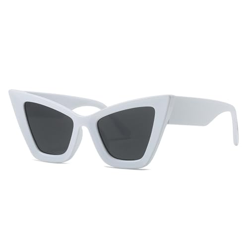 LVTFCO Modische, übergroße Cat-Eye-Sonnenbrille für Damen, Vintage-Sonnenbrille mit Farbverlauf, UV400, trendige Sonnenbrille für Herren, Weißgrau, Einheitsgröße von LVTFCO