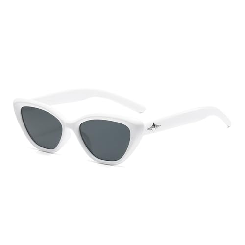LVTFCO Modische Cat-Eye-Sonnenbrille für Damen und Herren, klassische Vintage-Sonnenbrille für Damen, UV400-Schutz, trendige Sonnenbrille, weiß von LVTFCO