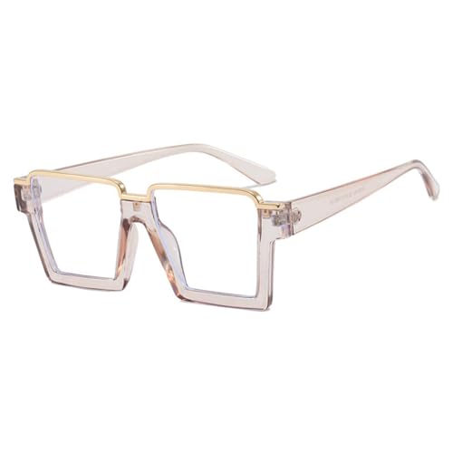LVTFCO Modische Halbrahmen-Dekor-Brille für Damen, modische transparente Brille, Champagner, Einheitsgröße von LVTFCO